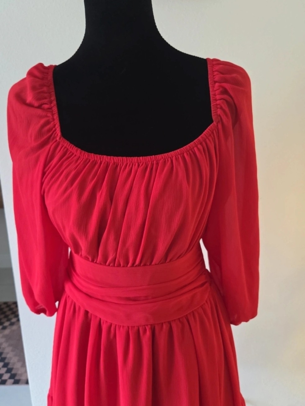 Women's Red Open-Back Tie Detail Mini Dress - Picture 3 of 5